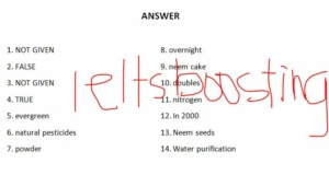 Natural pesticide in India IELTS Reading answers